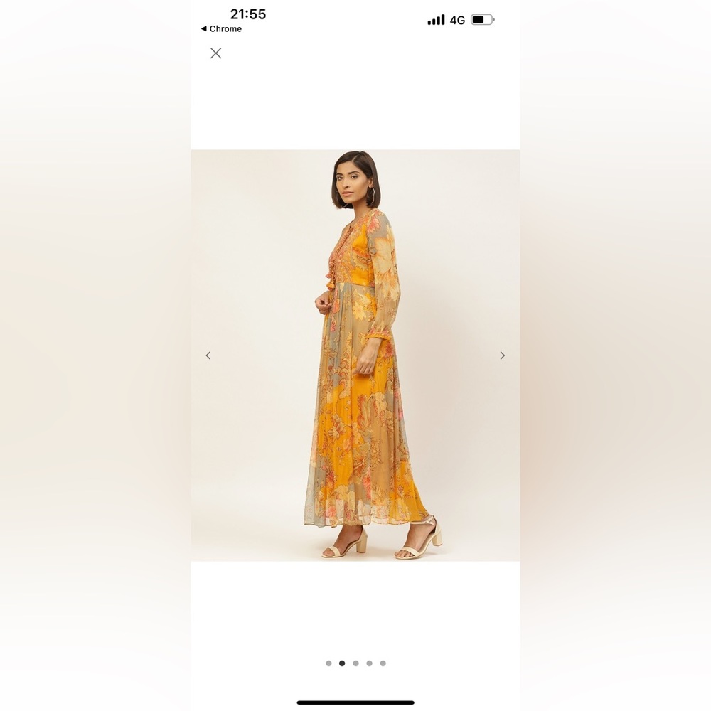 Label ritu kumar maxi dress in mustard colour in size L - Picture 2 of 4
